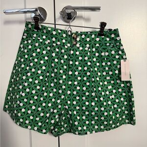 Anthropologie Green Geometric High-Waist Shorts